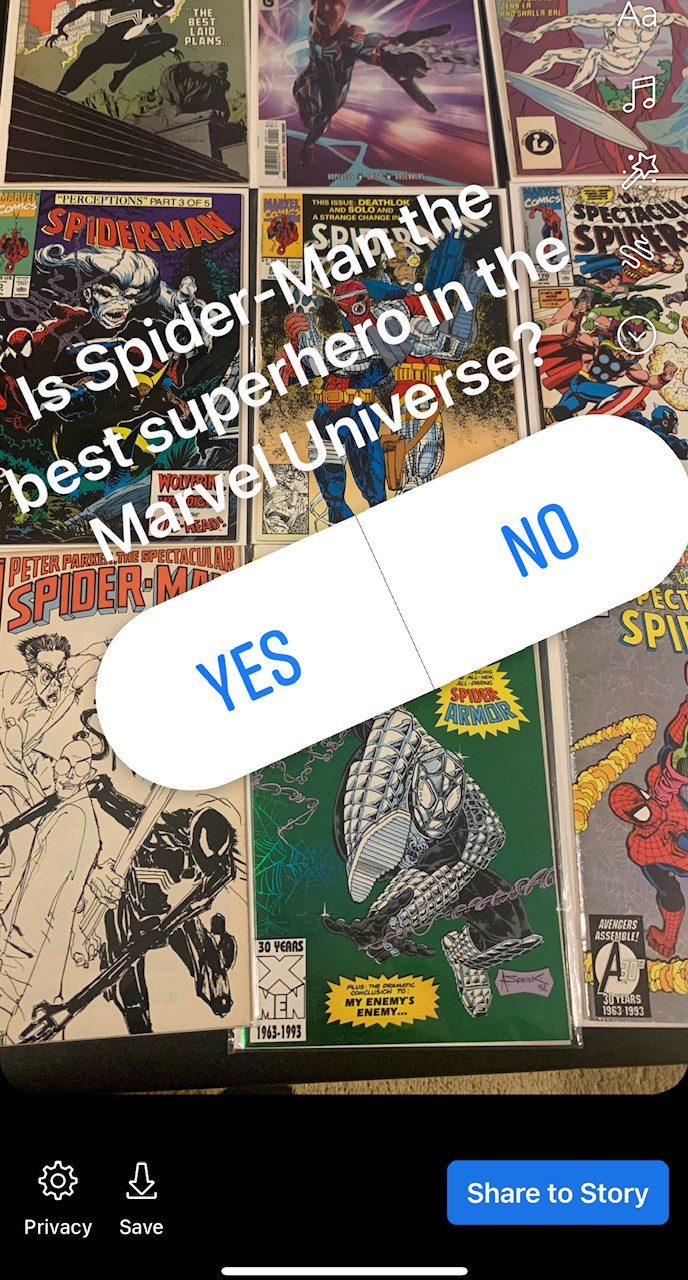 Poll about Spider-Man on Facebook story