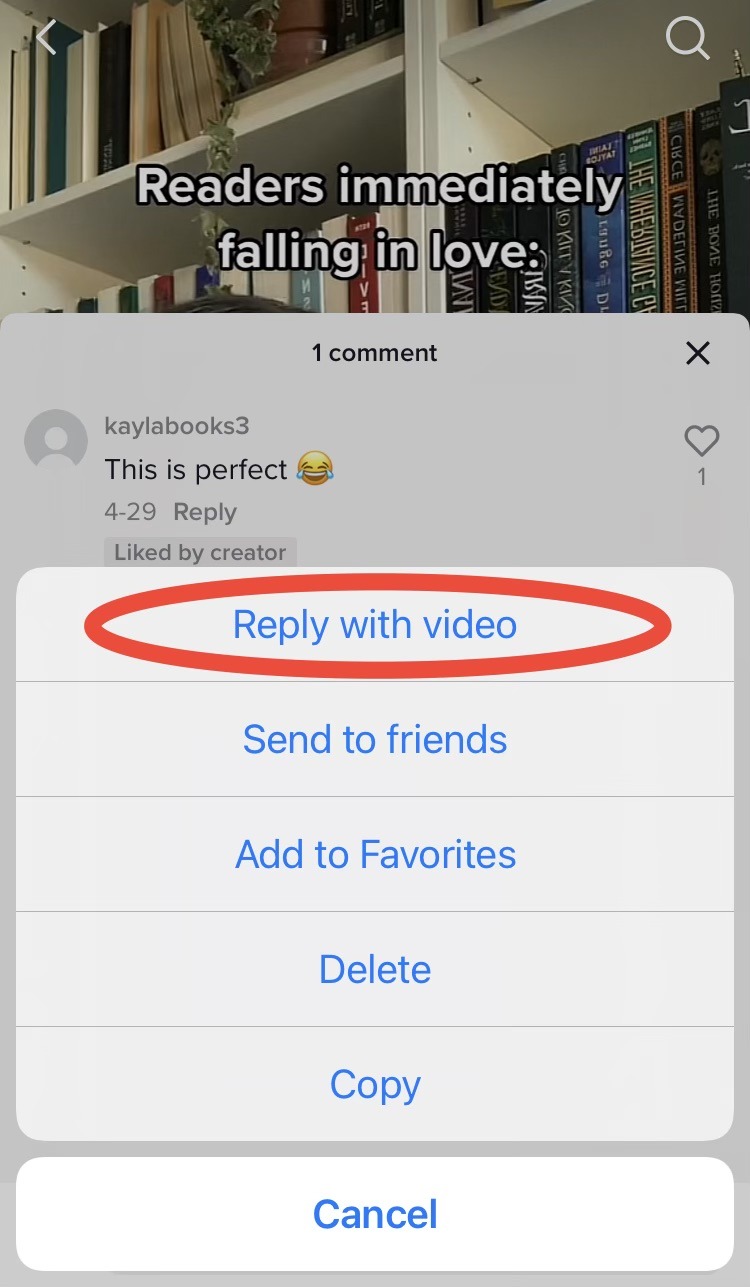 Option to reply with video