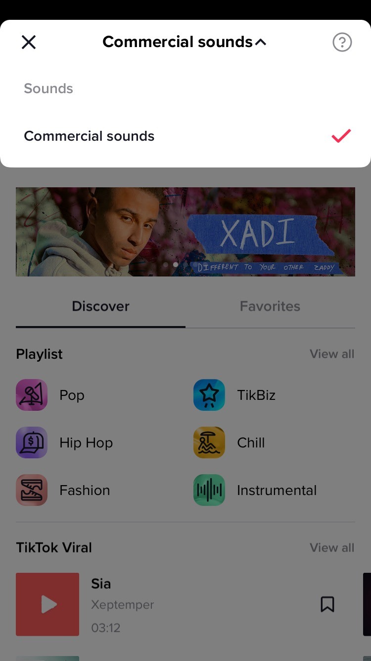 Where to find commercial sounds on TikTok