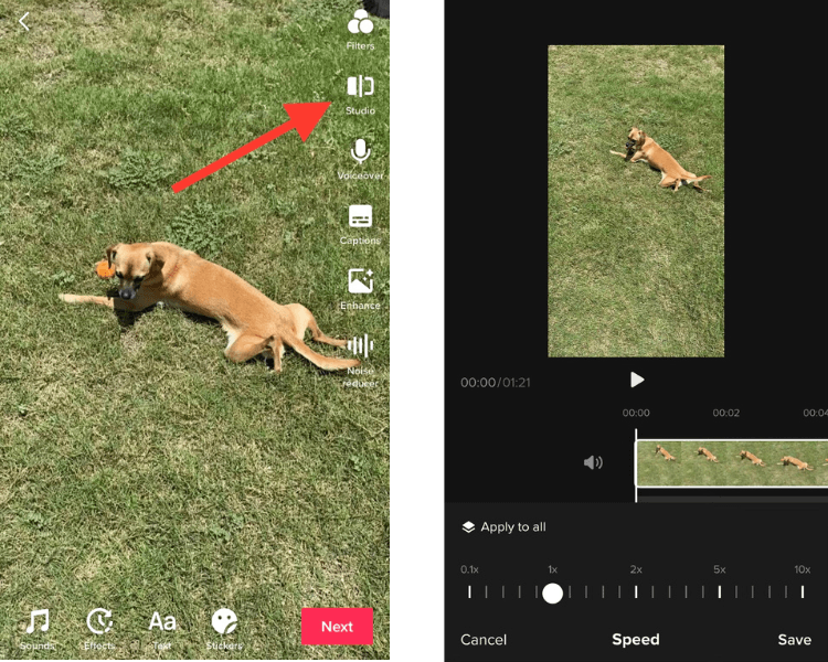 How to add speed adjustments in TikTok Studio