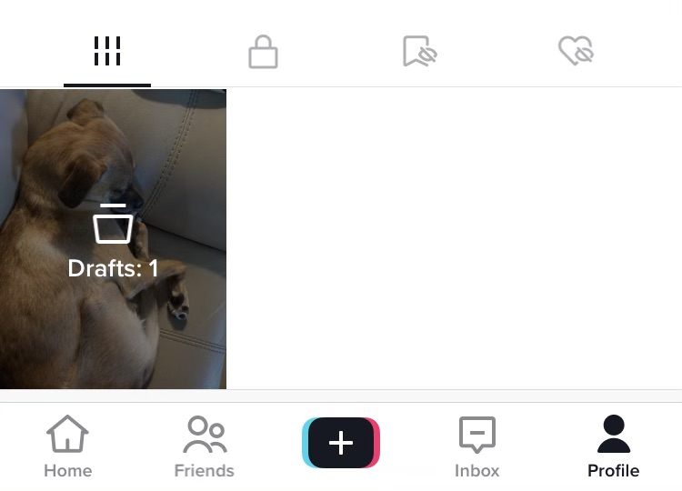 TikTok drafts location in profile