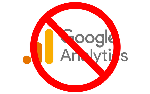 No Google Analytics symbol, featuring the Google Analytics logo with a red prohibition sign over it.