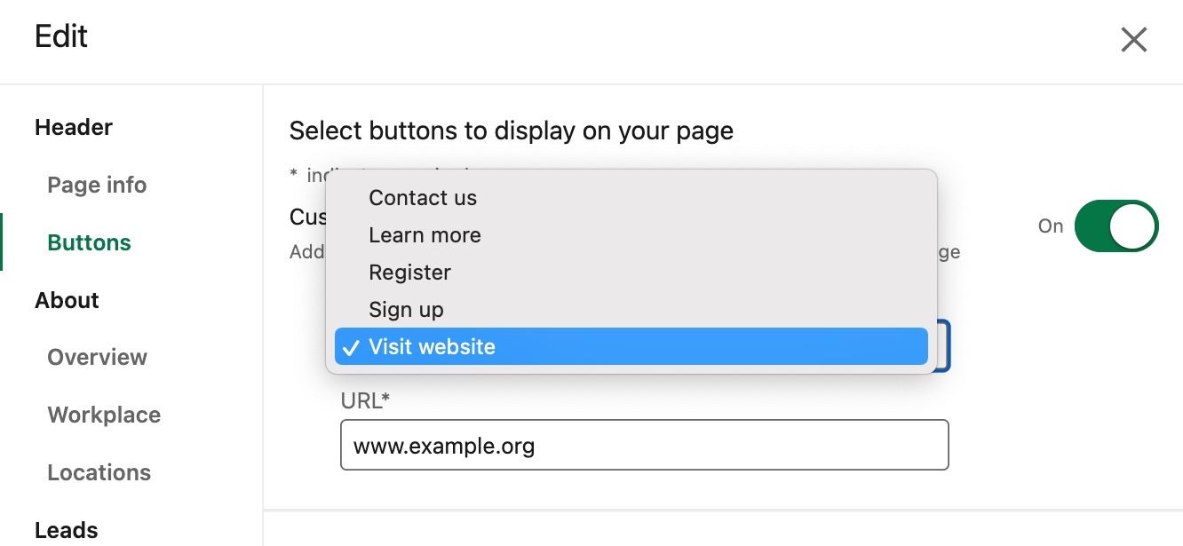 LinkedIn Company Page's custom CTA