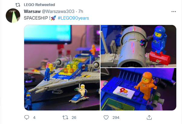 Space legos in a tweet from a follower