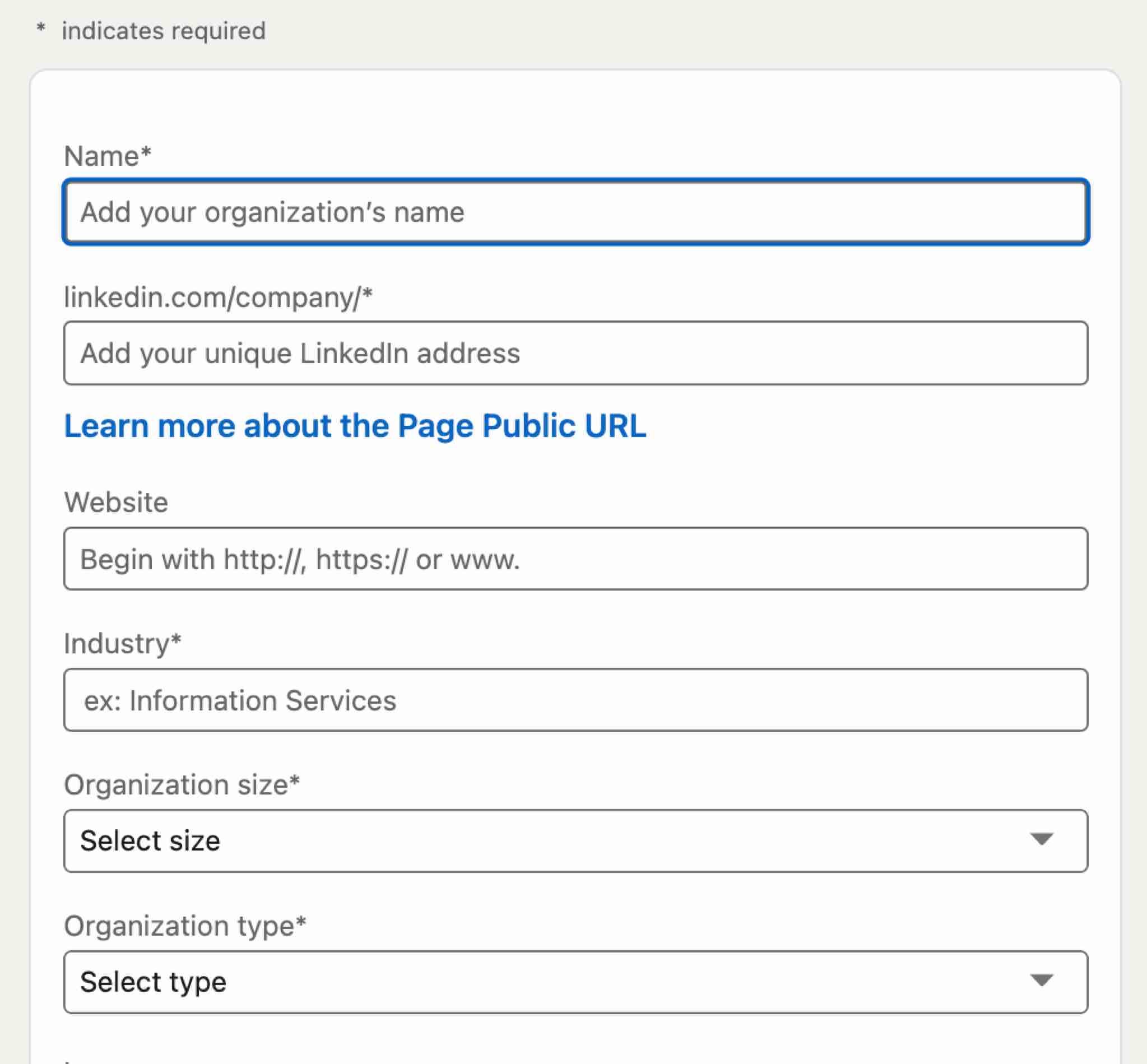 Fill out your LinkedIn Company Page's basic fields
