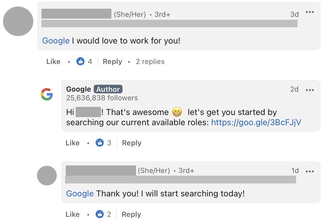 LinkedIn Page Interaction example by Google