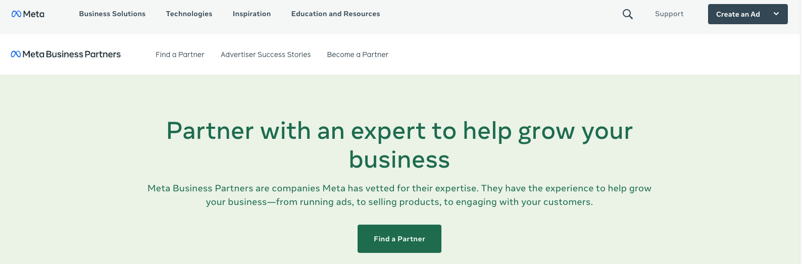 Meta Business Partner website