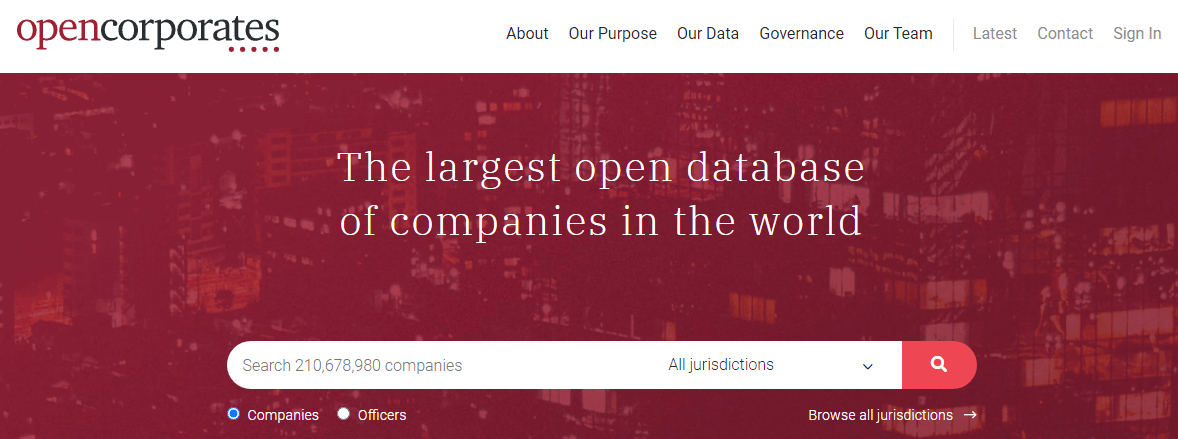 opencorporates data sources