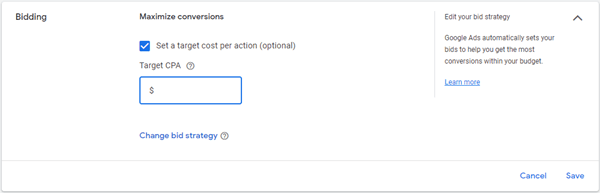 target cpa bidding