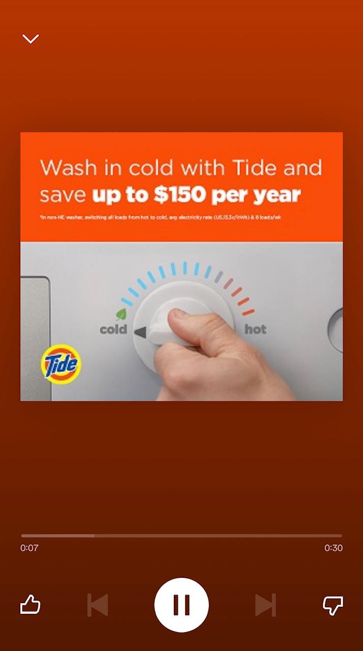 Tide audio ad on a mobile device