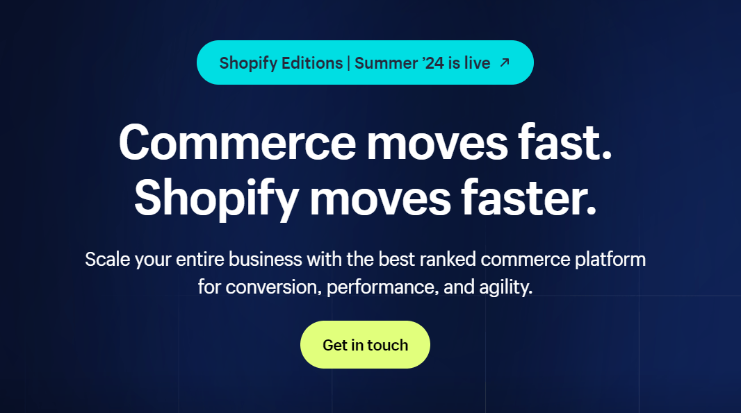 Screenshot of Shopify Plus homepage