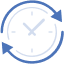 Icon of a clock surrounded by a circular arrow, representing the concept of time or a schedule update.