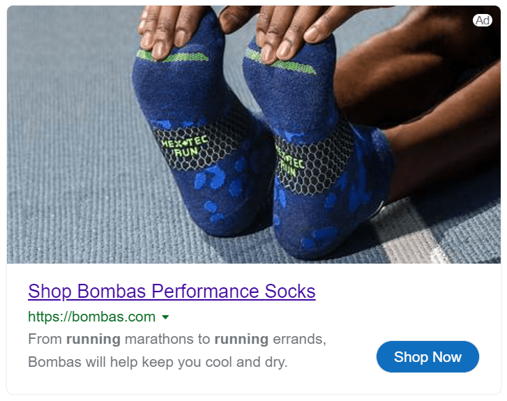 bing ad for running socks