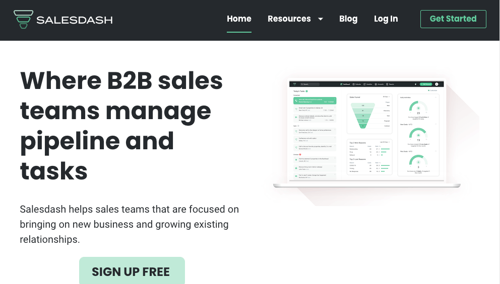 Homepage for SalesDash