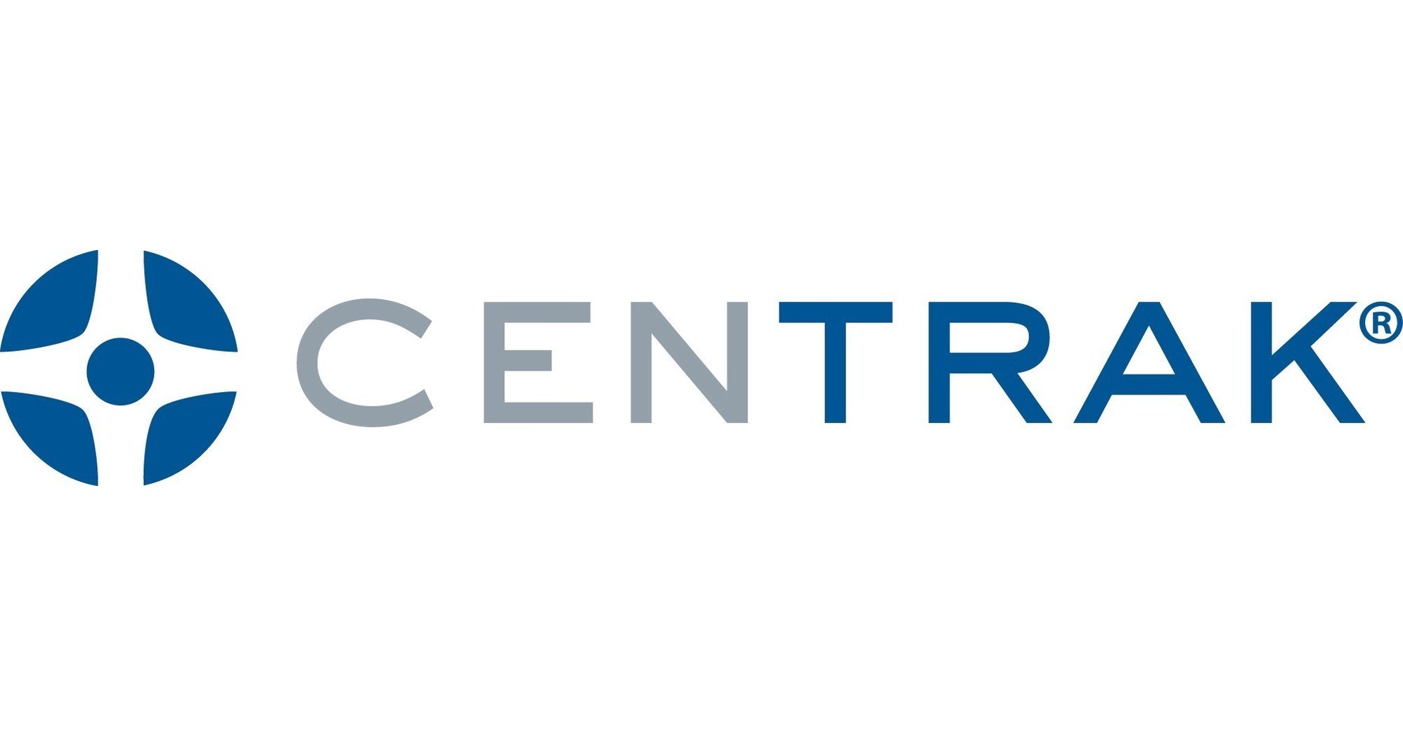 CenTrak company logo with a blue and white circular symbol to the left of the word 'CenTrak' in grey and blue, with the registered trademark symbol.