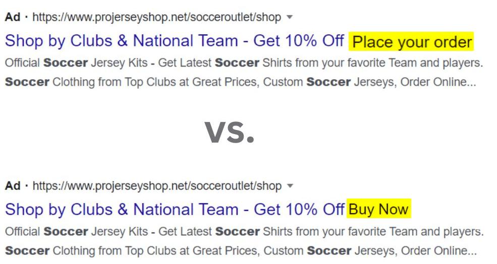 ppc ads with different cta