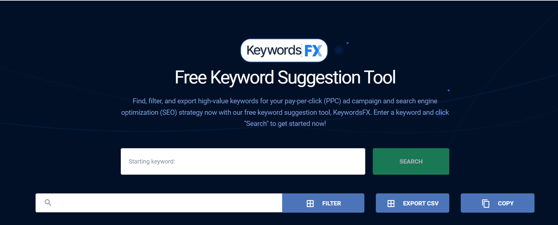 Keyword research tool KeywordsFX screenshot 