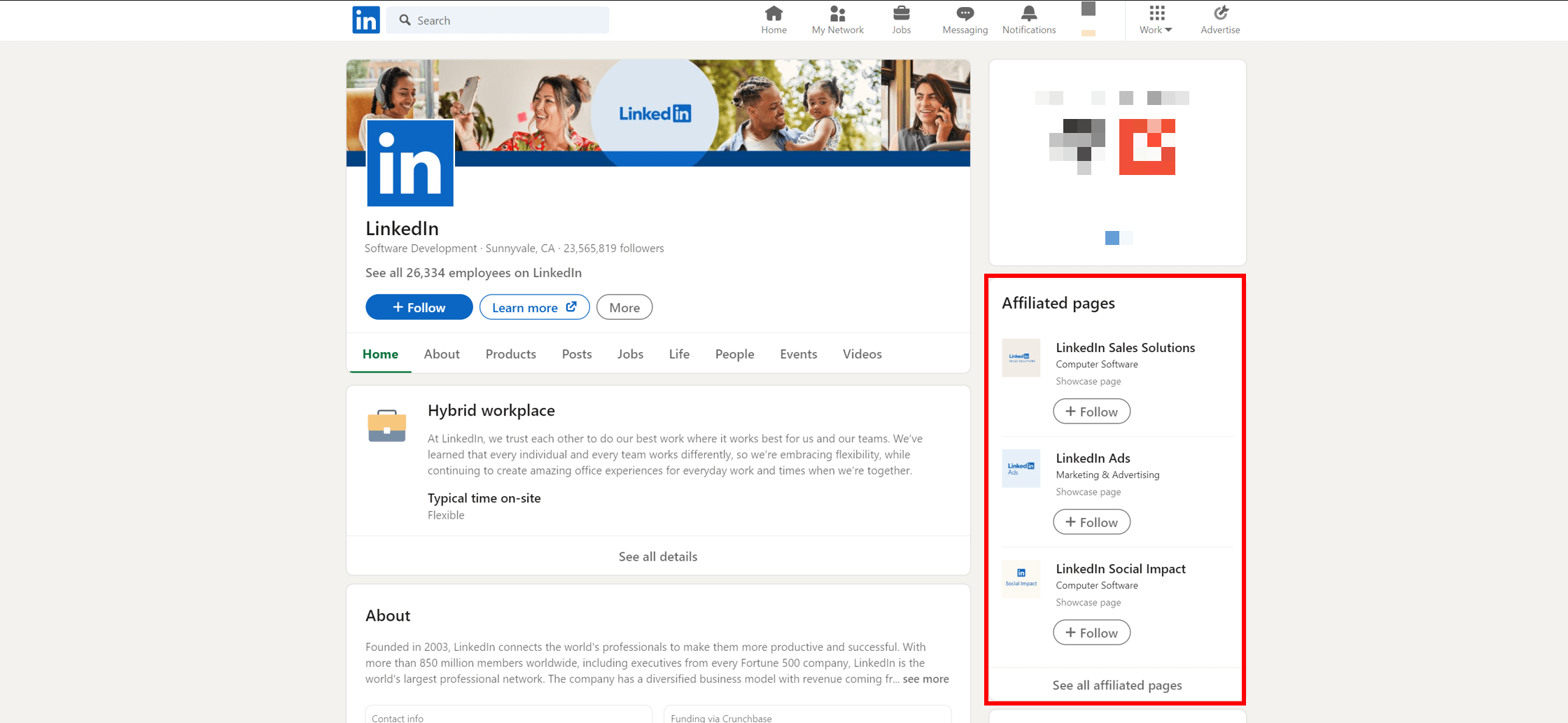 3 LinkedIn Showcase pages ties to a main page