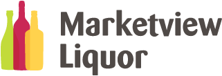 Logo of Marketview Liquor featuring stylized bottle silhouettes in red, yellow, and green next to the text 'Marketview Liquor'.