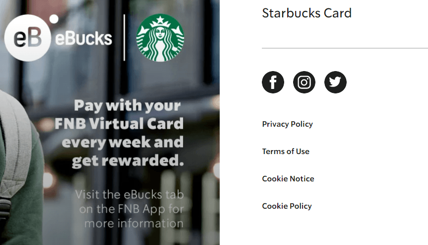 starbucks website social share buttons screenshot