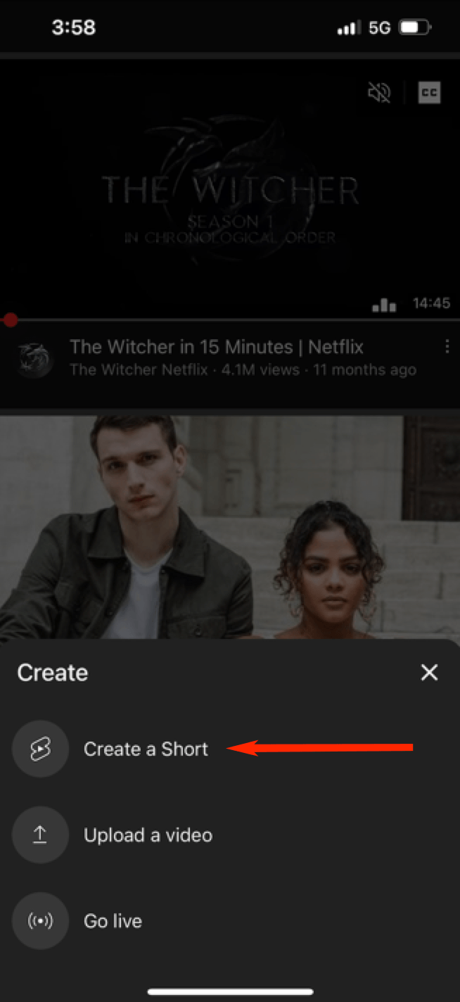 create a youtube short