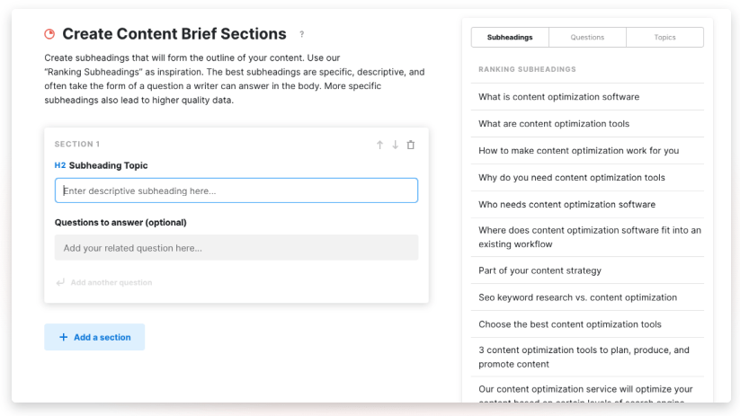 MarketMuse content briefing tool example