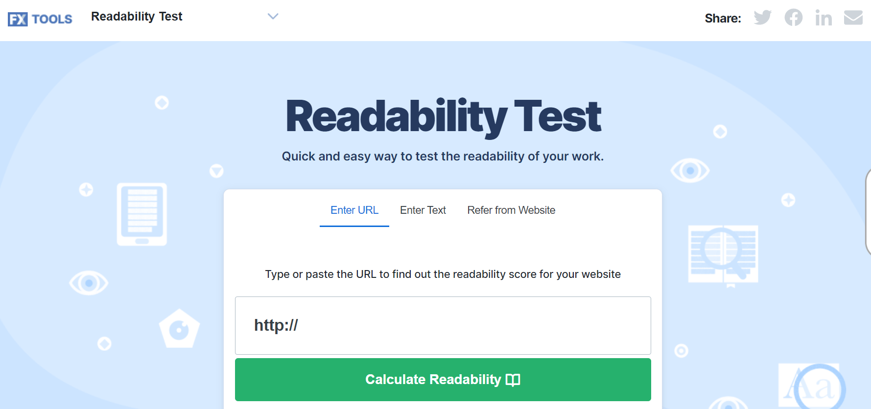 WebFX Readability Test tool example