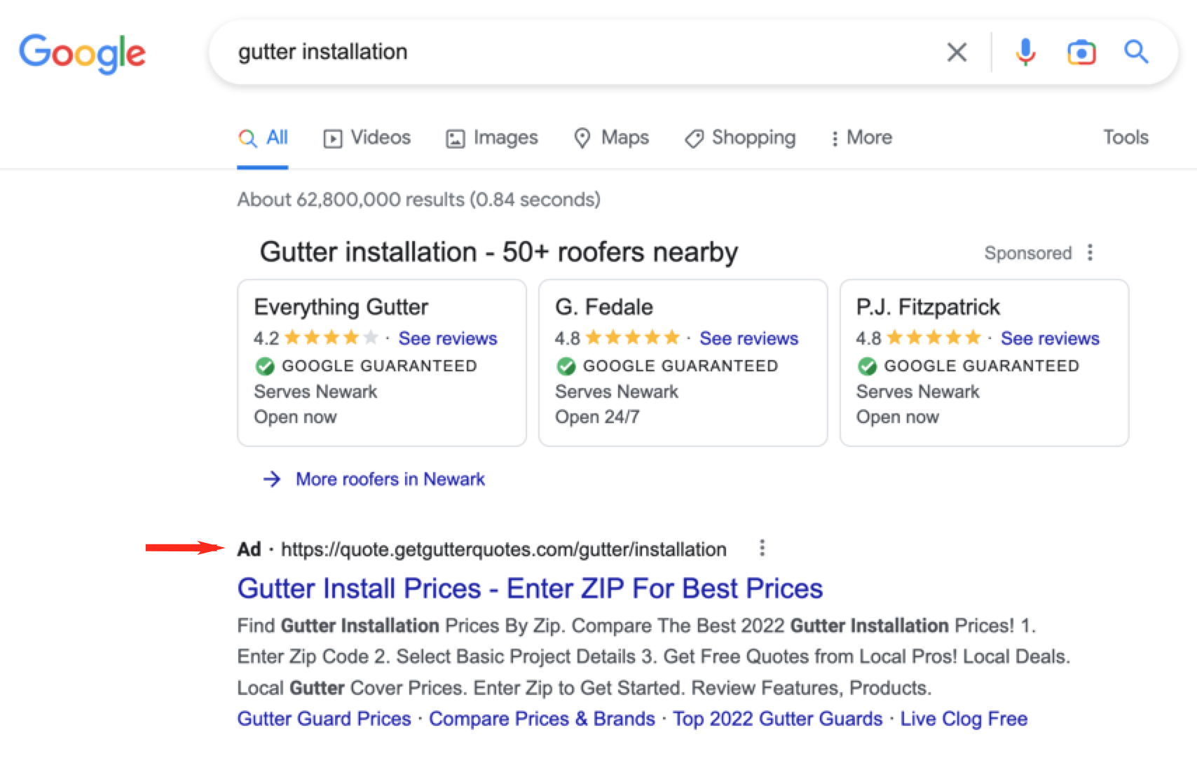 ppc for gutter installation companies