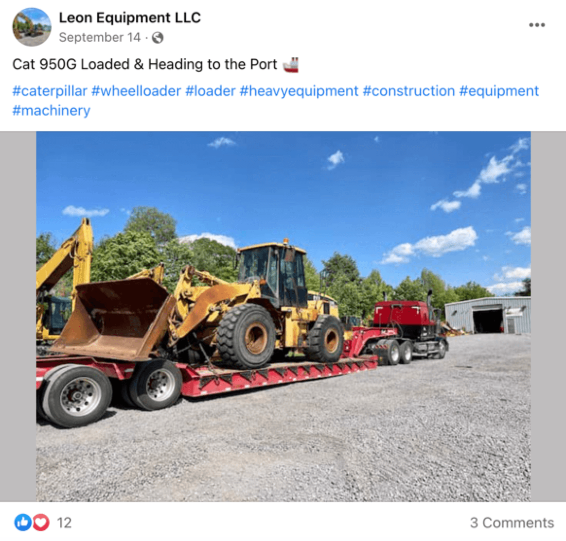 heavy equipment company on social media