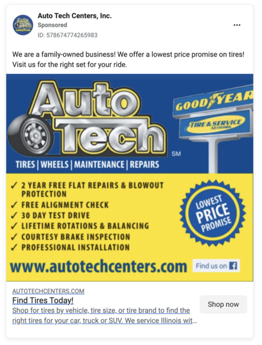 Screenshot of Facebook ad 