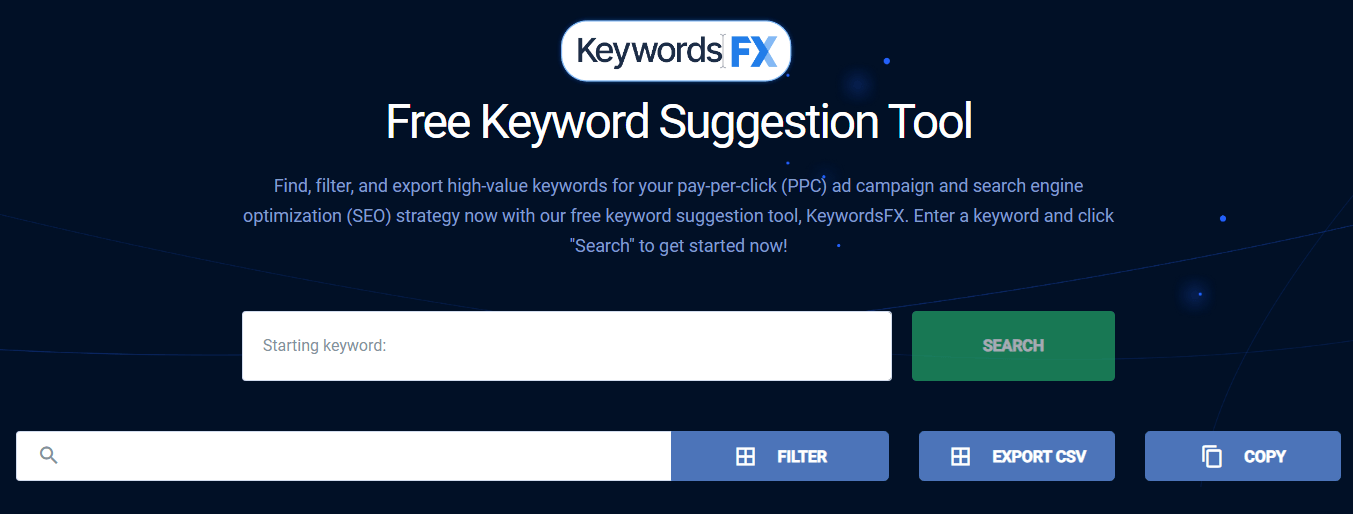 KeywordsFX keyword research tool