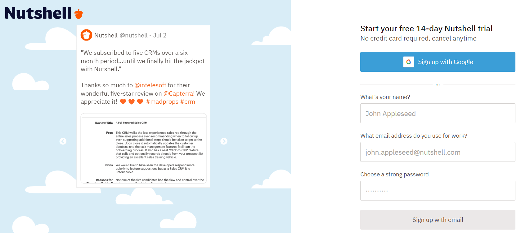 landing page for data collection example