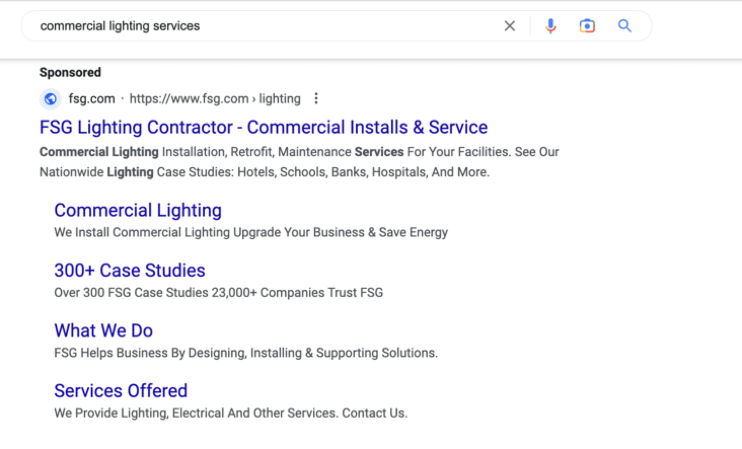 Example PPC ad on search results