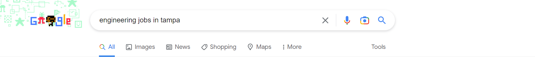 A Google search for engineering jobs in Tampa