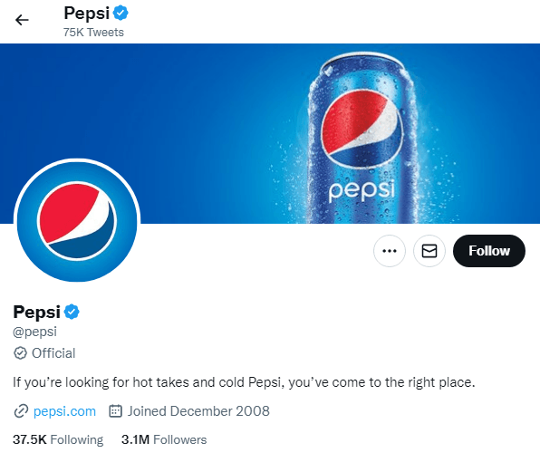 Pepsi Twitter Profile social media marketing during a recession