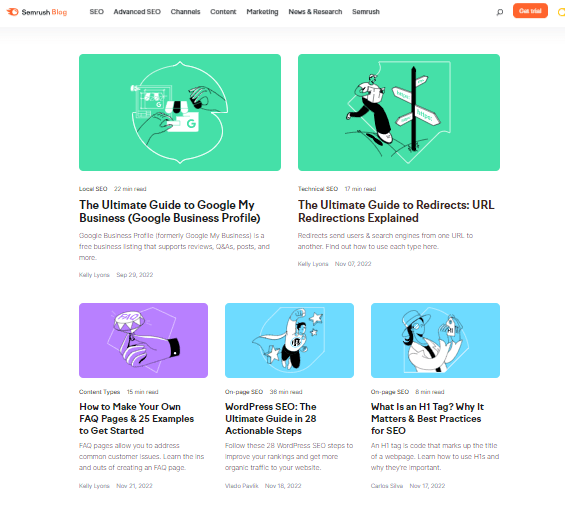 quality valuable content semrush example