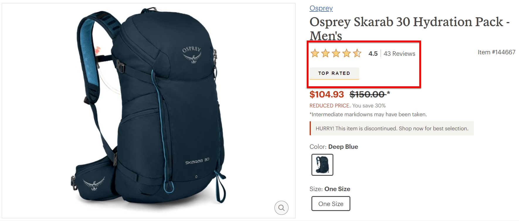 online reviews for hiking backpack