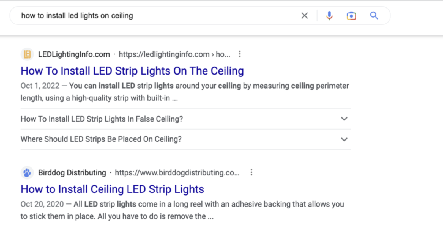 Screenshot of Google search results