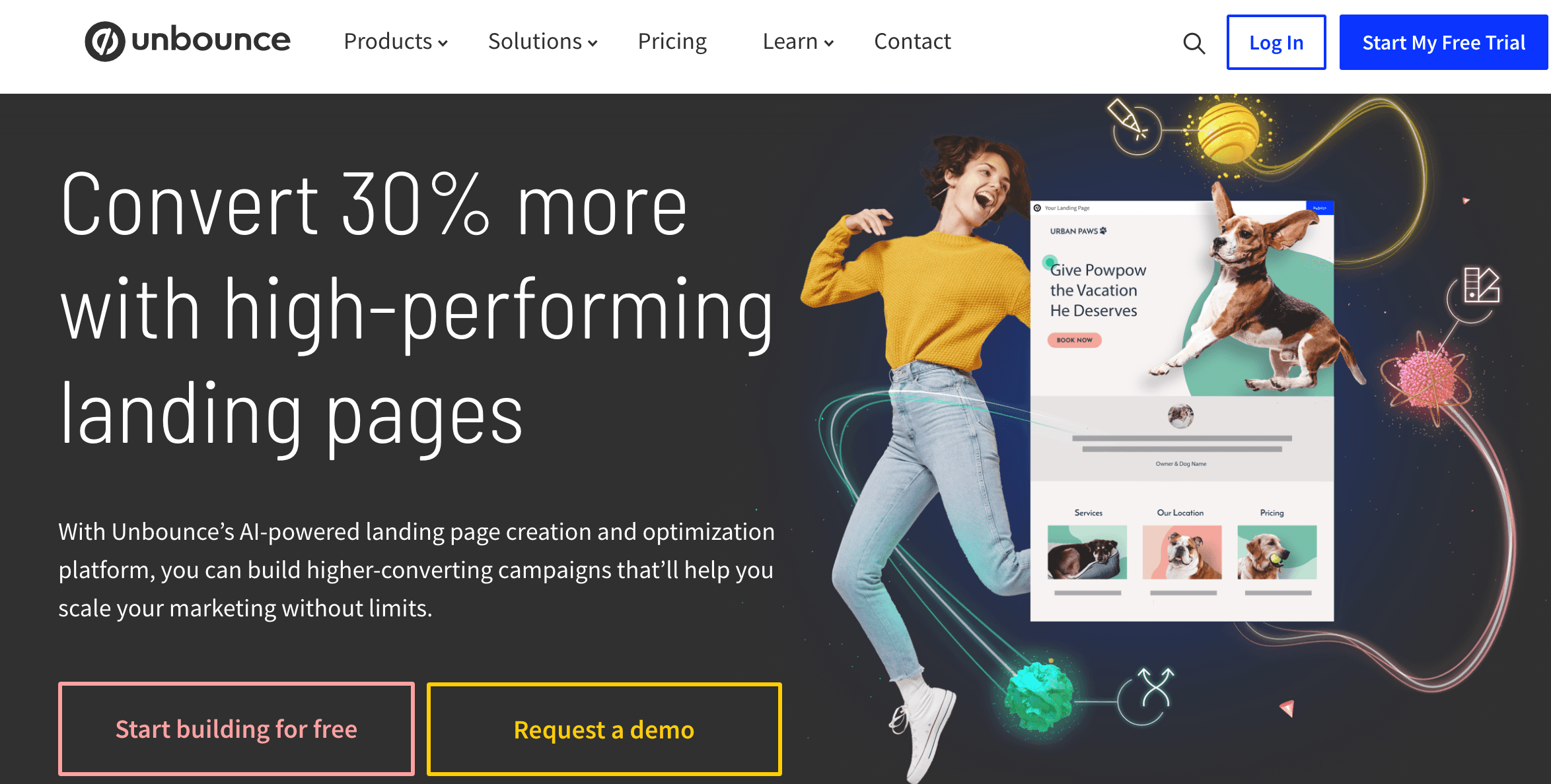 Homepage for Unbounce