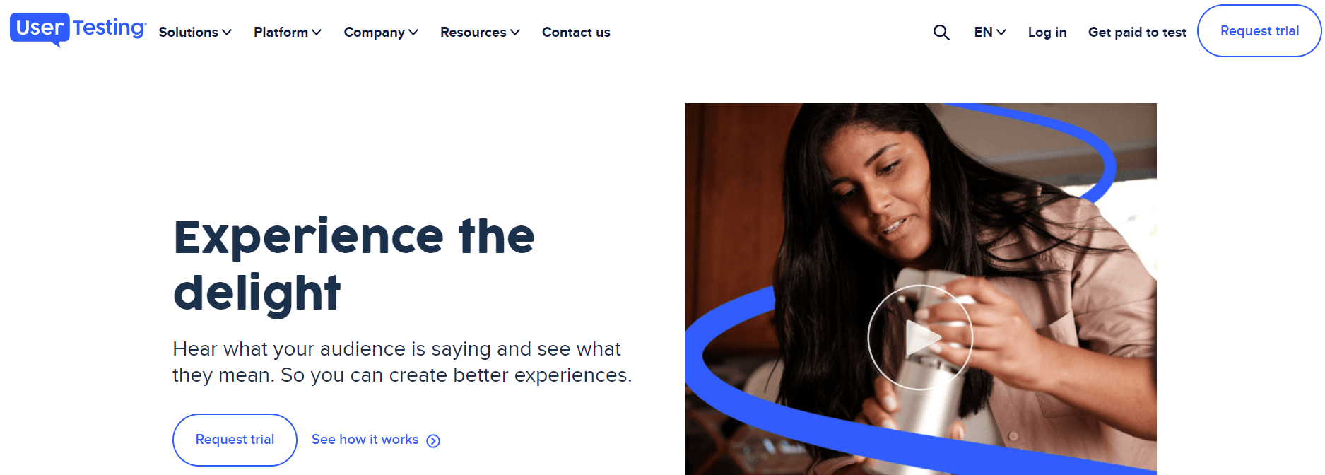 user testing homepage example