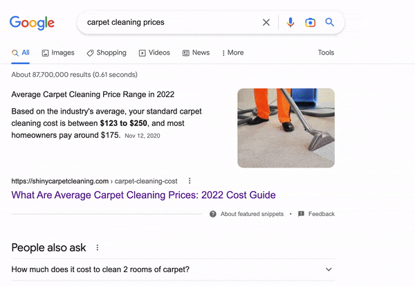 carpet cleaning seo landing page