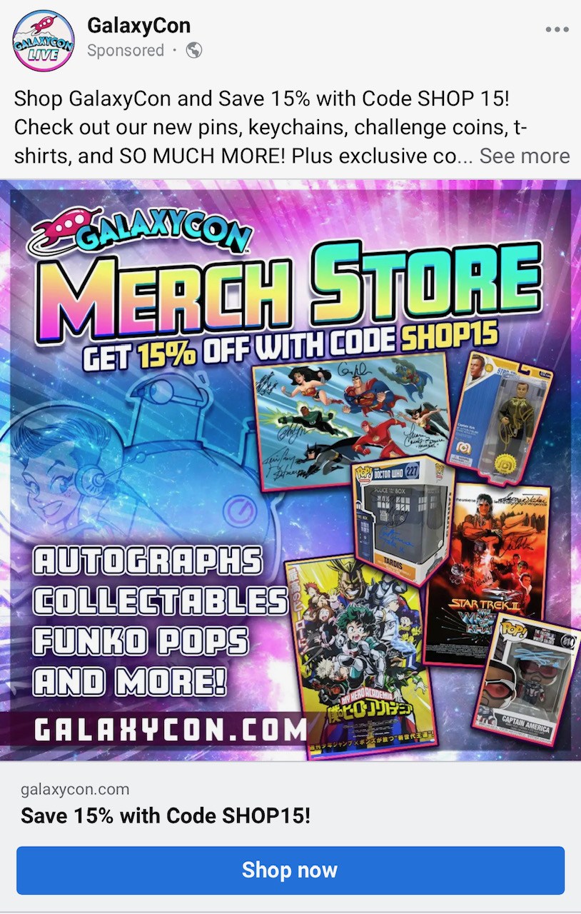 Facebook advertisement for a local convention