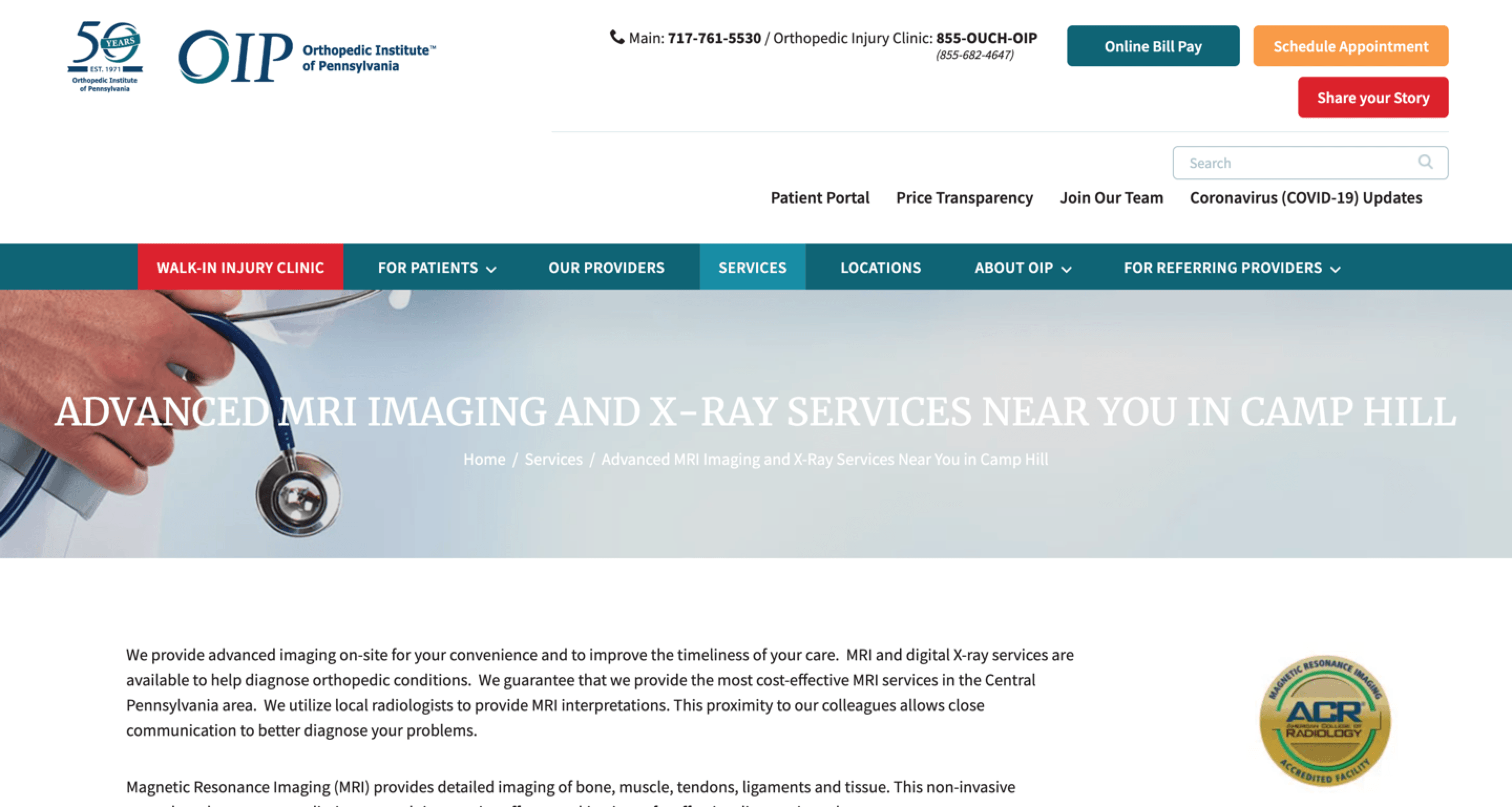 web design for medical imaging