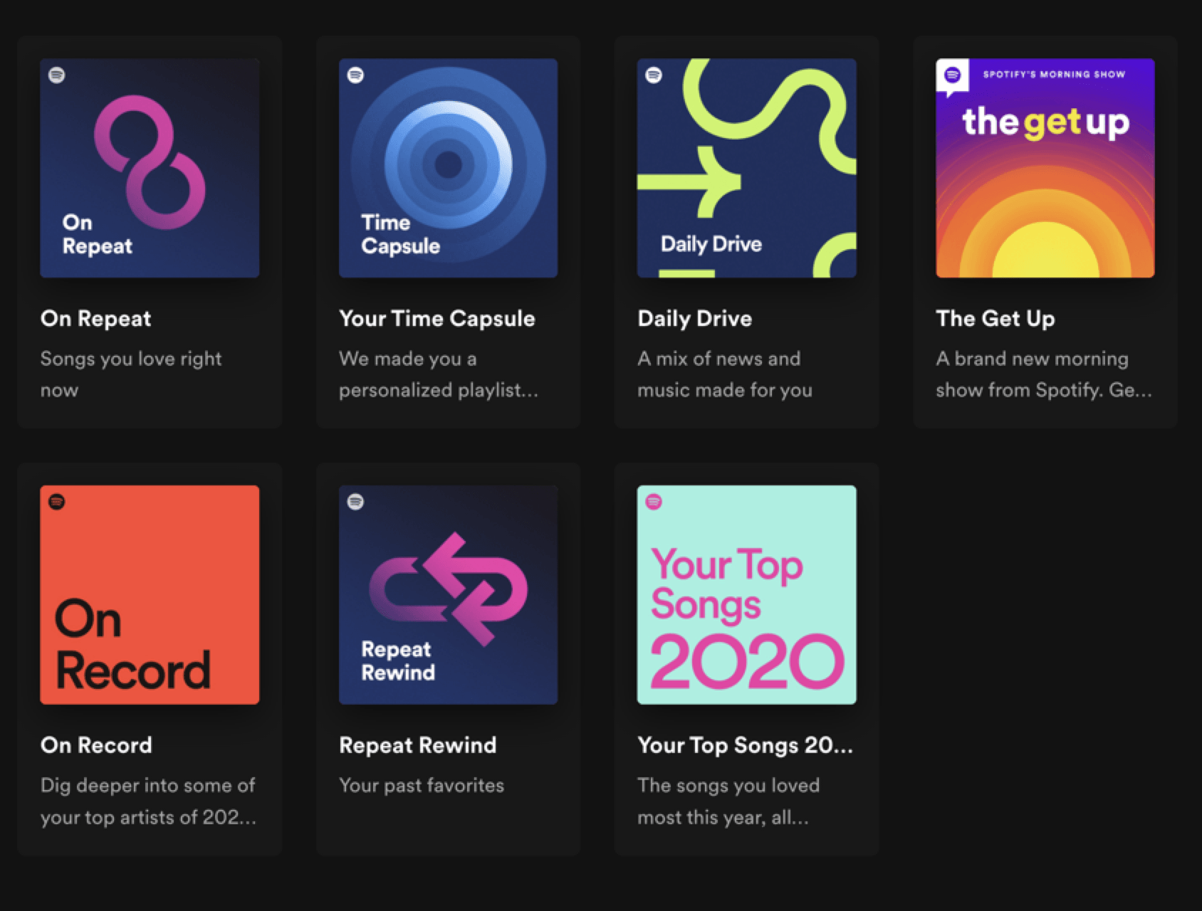 Spotify's personalized playlists in the desktop player