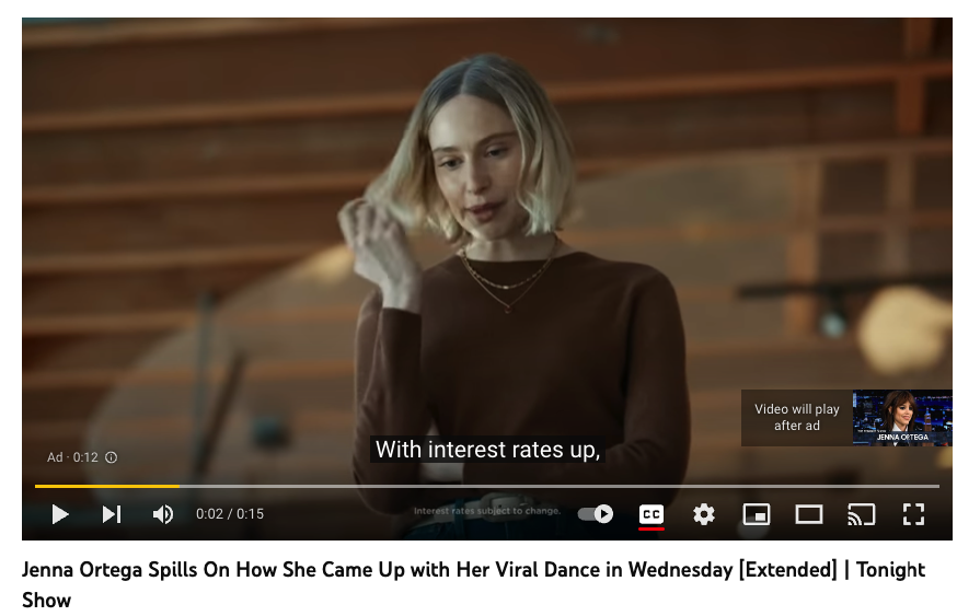 YouTube ad for a company featuring a blonde woman