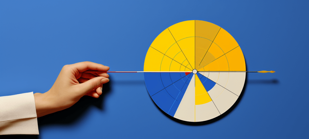 Person spinning a wheel on a wall