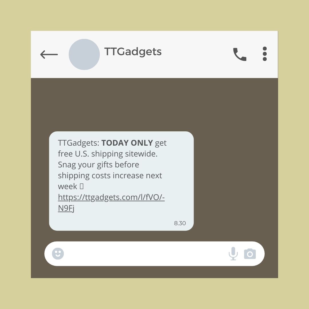 Time sensitive offers sms example