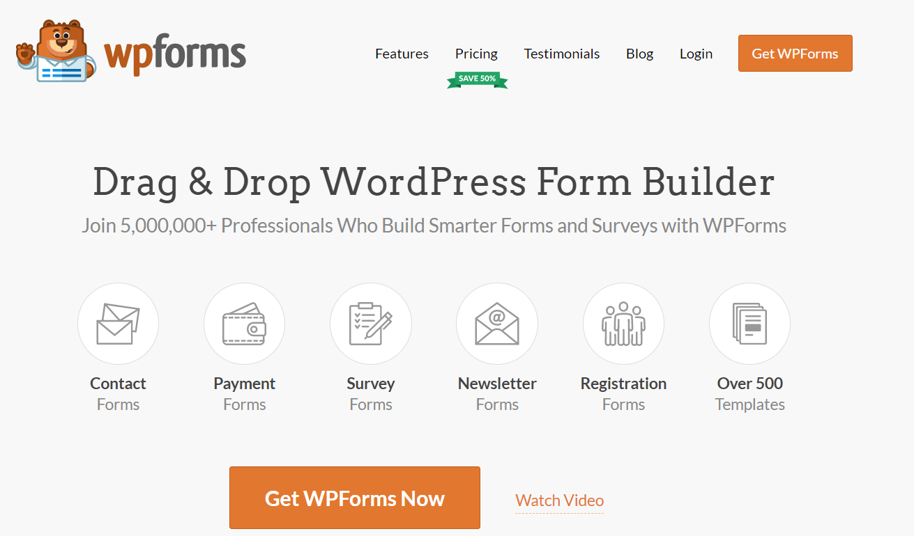 WPForms plugin website screenshot