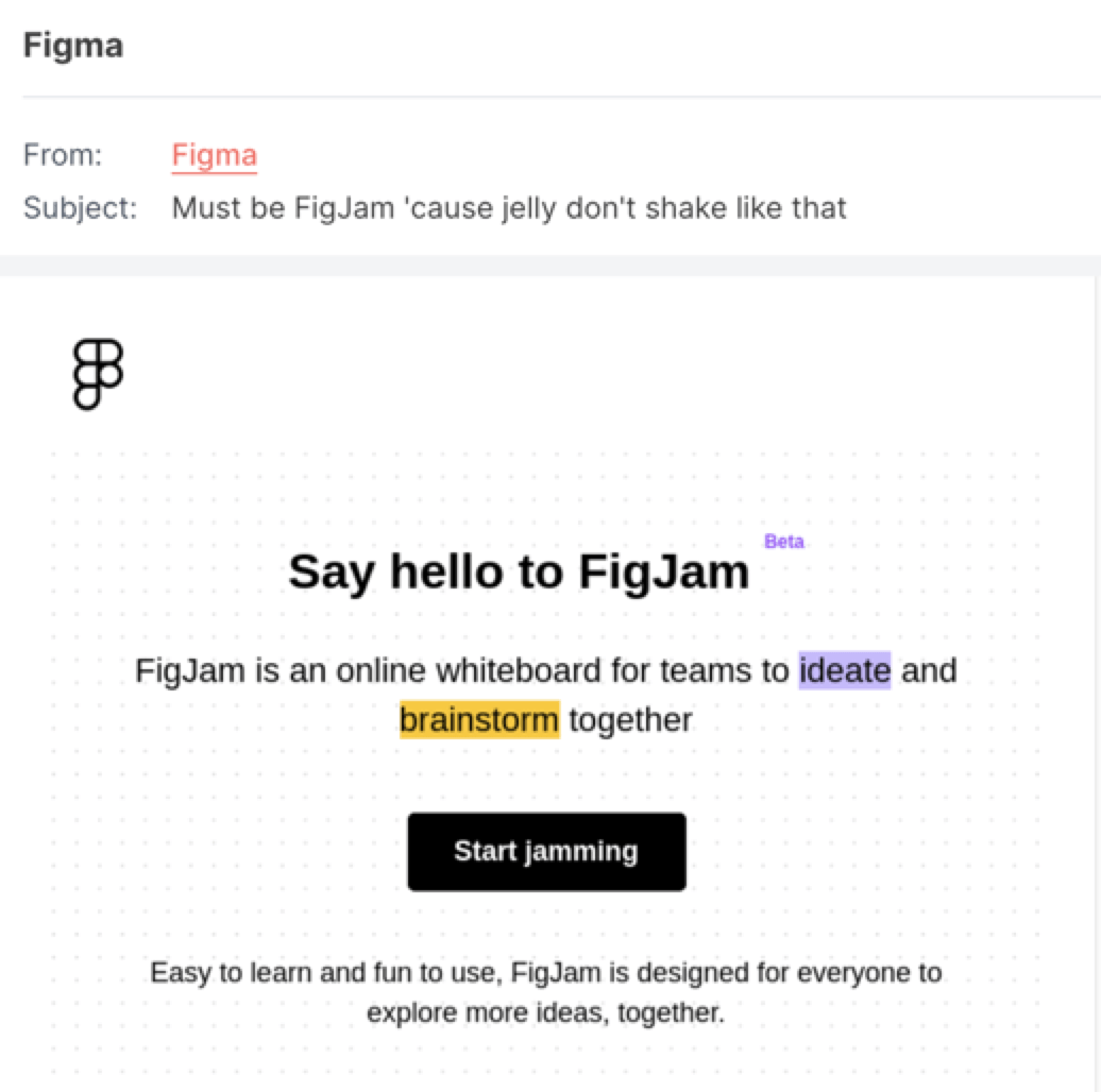 Screenshot of Figjam email with signup button