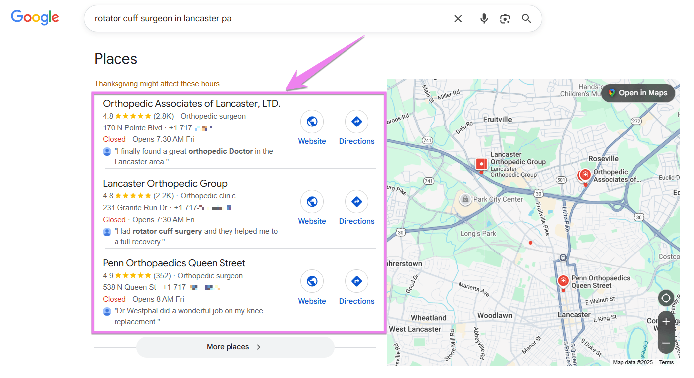 An optimized Google Business Profile (GBP) improves your chances to appearing in the local pack